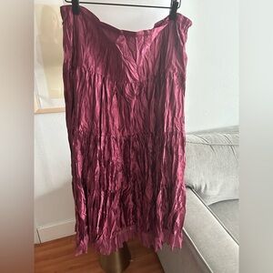 Vintage Burgundy Wrinkled 90’s Boho Goth Y2K 90’s Grunge  Maxi Skirt Size 10
